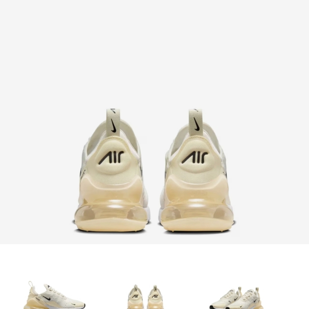 Nike Air Max 270 Sail Coconut Milk Black Sneakers Women’s Athletic Shoes NWT Box - Picture 10 of 11